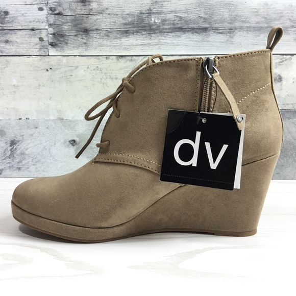 DV TERRI Wedge Lace-Up Ankle Booties Faux Suede - Picture 3 of 8
